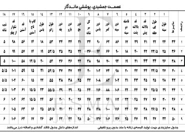جدول سایز بندی لباس